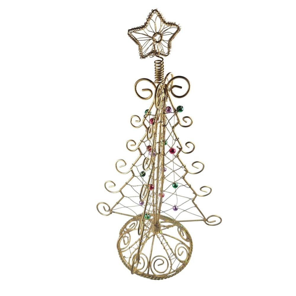 Gold Wire Christmas Tree Star Top centerpiece holiday decoration festive